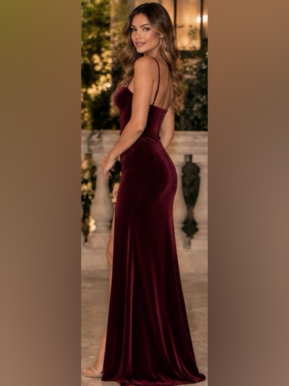 Windsor Fia Burgundy Velvet Corset Mermaid Formal Dress Size S NWT - Picture 9 of 16